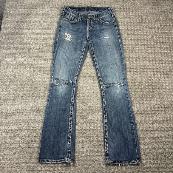 Silver Jeans Co. Denim - Y2K Silver Jeans Co Aiko Bootcut Distressed Thick Stitch Denim W27 L33 Medium